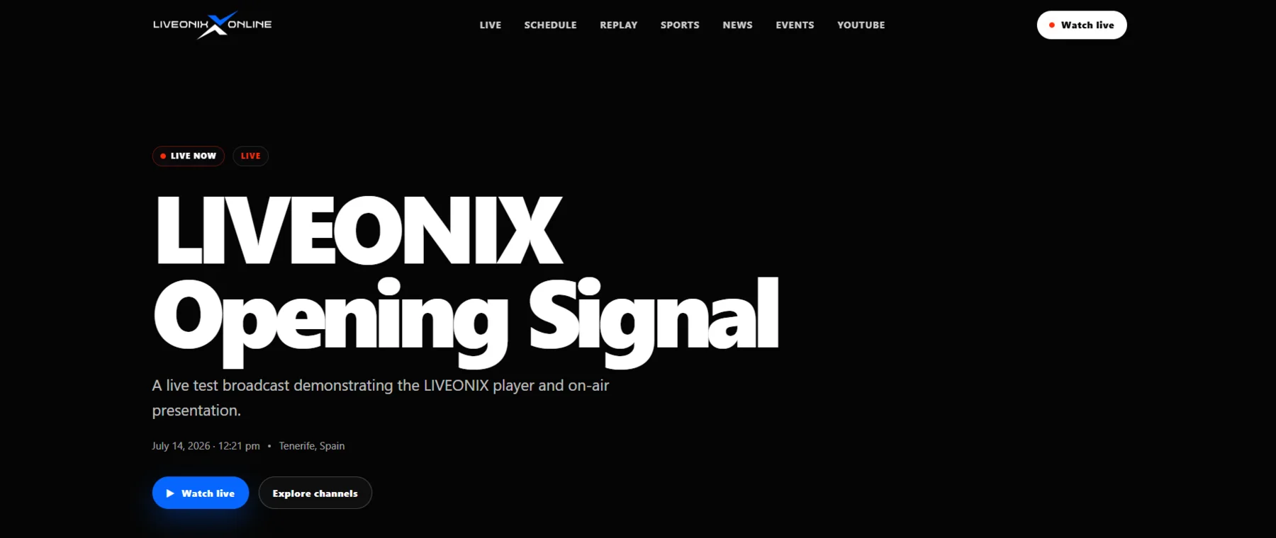LIVEONIX live programme page